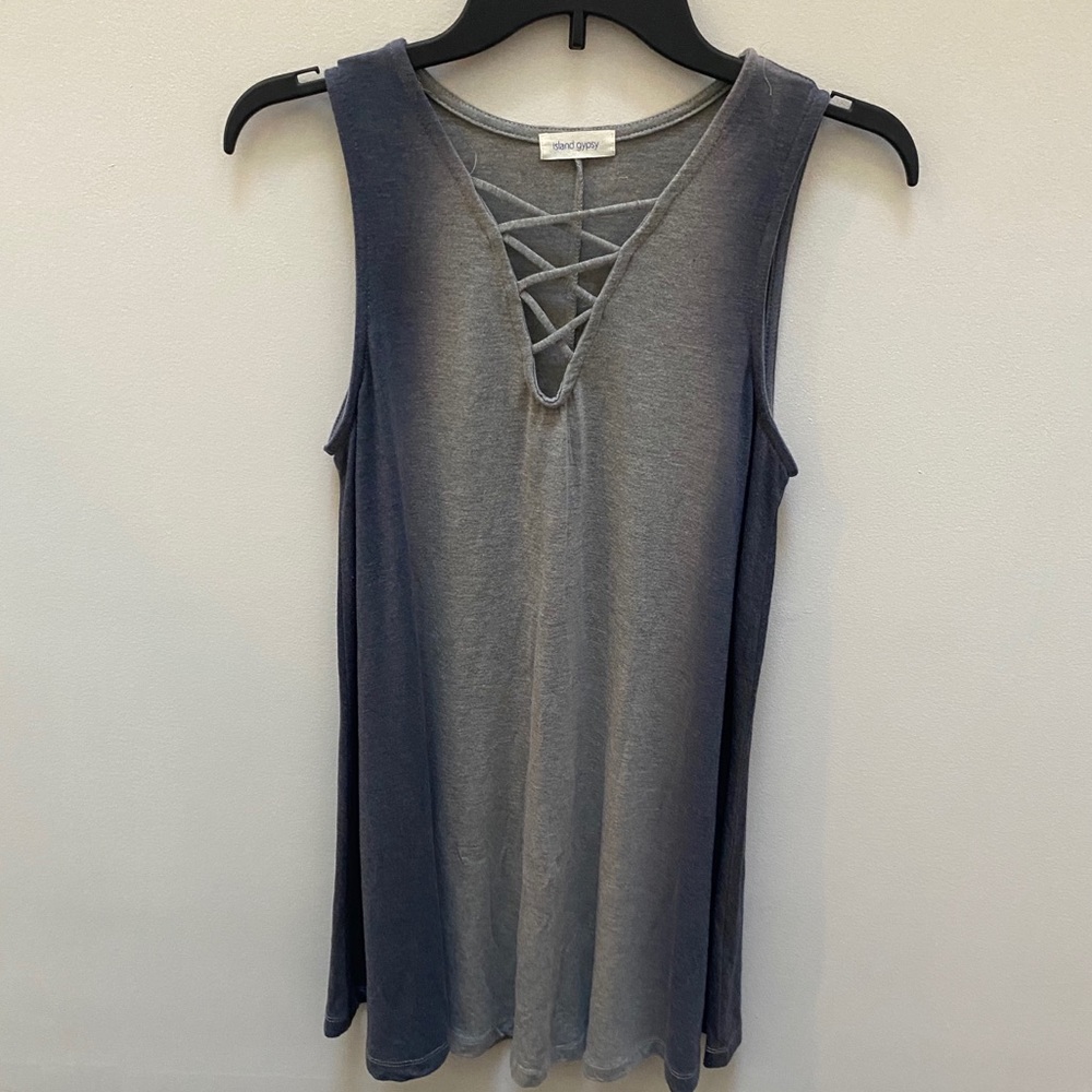 Island Gypsy Gray Blue Tie Dye Dress Small